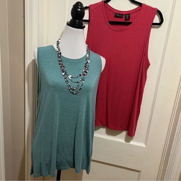 Adrienne Vittadini Bundle of 2 Red and Blue Tank Tops Women's XL - Picture 4 of 12